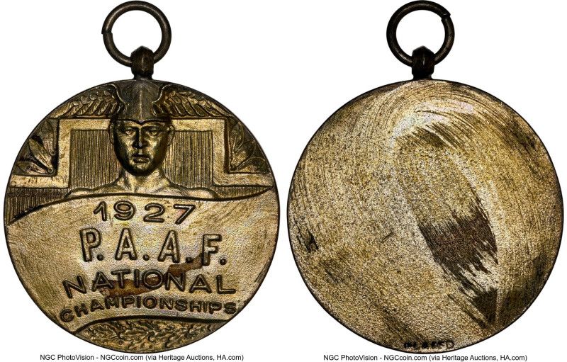 "P.A.A.F National Championship" silvered-bronze Medal 1927-Dated MS62 NGC, Honey...