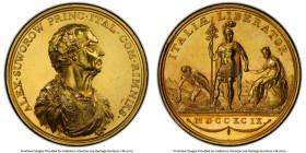 Paul I gilt copper "Alexander Vasilyevich Suvorov - Liberator of Italy" Specimen Medal 1799 SP62 PCGS, Diakov-248.1, Reichel-4488. 48mm. By C. H. Kuch...