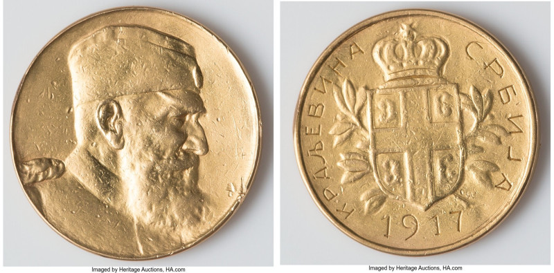 Peter I gold Medal 1917 XF (Obverse Damage), Barac-Unl. 24.1mm. 9.99gm. Bust of ...