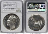 Oscar II silver "Horse Breeding Award" Medal ND (1872-1907) MS64 NGC, 44mm. By L. Ahlborn. OSCAR II SVERIGES OCH NORGES KONUNG Bare bust of Oscar II l...