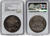 Bern. Canton silver "Bern School Council" Medal ND (1726) MS62 NGC, Eisler 1-1A, SM-720. 42mm. By Jean Dassier. RESPUBLICA BERNENSIS Figures of Charit...