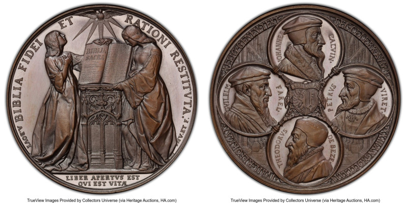 Canton bronzed Specimen "300th Anniversary of Reformation" Medal 1835 SP64 PCGS,...