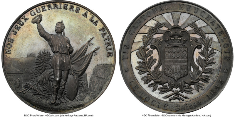 Confederation silver "Neuchatel-Le Locle Shooting Festival'' Medal 1892 MS63 NGC...