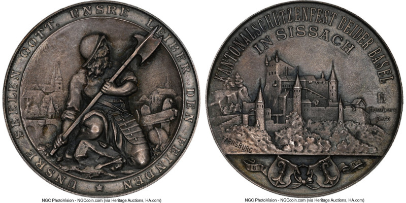 Confederation silver "Basel-Sissach Shooting Festival" Medal 1897 MS65 NGC, Rich...