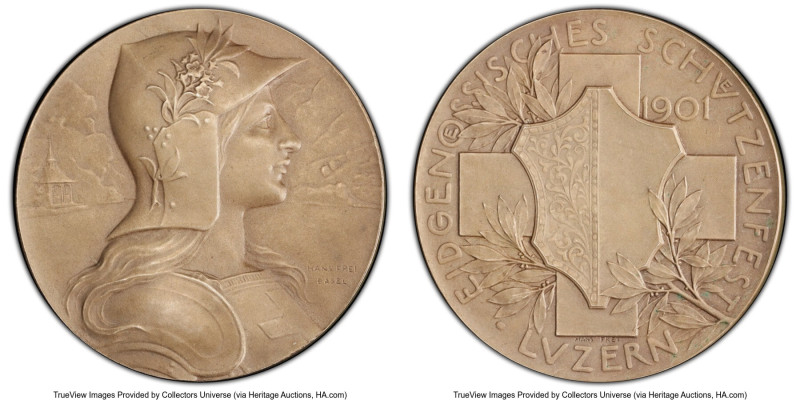 Confederation silver Specimen Matte "Luzern Shooting Festival" Medal 1901 SP65 P...