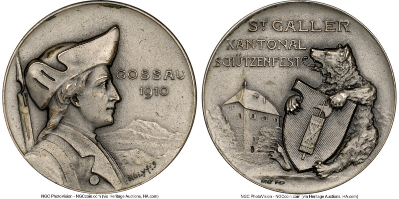 Confederation silver "St. Gallen - Gossau Shooting Festival" Medal 1910 MS64 NGC...