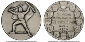 Confederation silver Matte Specimen "Zug Shooting Festival" Medal ND (1937) SP65 PCGS, Richter-1692a. By Huguenin. 60mm. Awarded to A. Muff for 50m. H...
