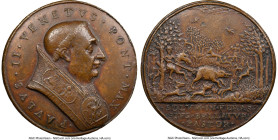 Paul II (1464-1471) bronze "Struggle of the Church against the Turks and Heretics" Medal ND AU55 Brown NGC, Mazio-19, Spink-377. Posthumous Issue. HID...