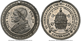 Pius IX white metal "Coronation - 31st Anniversary" Medal 1846-Dated (1877) MS61 NGC, 34mm. "To Commemorate the 31st Anniversary of His Coronation". H...