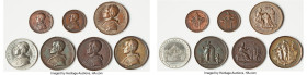 Leo XIII (1878-1903) silver & bronze Assorted Papal Medals, One medal is silver, one is white metal, and the rest are either bronze or silver-plated b...