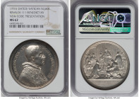 Benedict XV silver "New Code Presentation" Medal Anno III (1917)-Dated MS62 NGC, Bartoletti-E917, Rinaldi-111. 44mm. By F. Bianchi. BENEDICTUS XV PONT...