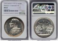 Benedict XV silver "Ministry to War Wounded" Medal Anno V (1919)-Dated MS64 NGC, Bartolotti-919, Rinaldi-113. 44mm. By G. Romagnoli. BENEDICTVS XV PON...
