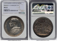 Benedict XV silver "Ministry to War Wounded" Medal Anno V (1919)-Dated MS63 NGC, Bartolotti-919, Rinaldi-113. 44mm. By G. Romagnoli. BENEDICTVS XV PON...