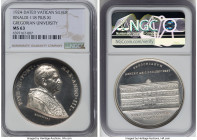 Pius XI silver "Gregorian University" Anno III Medal 1924-Dated MS63 NGC, Bartolotti-924, Rinaldi-118. 44mm. By Mistruzzi. PIVS XI PONT MAX ANNO III P...