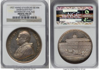 Pius XI silver "Governor's Palace" Medal Anno VI (1927) MS64 NGC, Bartolotti-927, Rinaldi-121. 44mm. By Mistruzzi. PIVS XI PONT MAX AN VI Pope bust le...