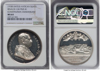 Pius XI silver "Constitution Anniversary" Medal Anno I (1930)-Dated MS64 NGC, Bartolotti-930, Rinaldi-124. 44mm. By A. Mistruzzi. PIVS XI PONT MAX AN ...