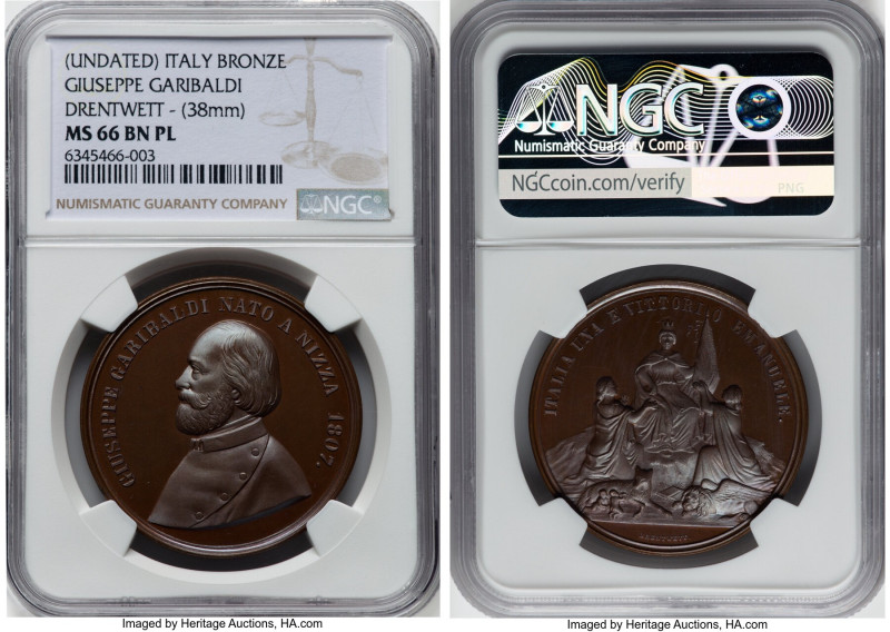 Pair of Certified Assorted bronze Medals MS66 Brown NGC, 1) Italy: Vittorio Eman...