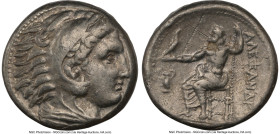 MACEDONIAN KINGDOM. Alexander III the Great (336-323 BC). AR tetradrachm (24mm, 17.16 gm, 11h). NGC Choice VF 5/5 - 2/5, flan flaw, graffito. Lifetime...
