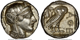 ATTICA. Athens. Ca. 440-404 BC. AR tetradrachm (24mm, 17.20 gm, 10h). NGC MS 5/5 - 4/5. Mid-mass coinage issue. Head of Athena right, wearing earring,...