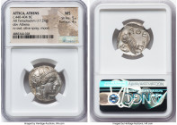 ATTICA. Athens. Ca. 440-404 BC. AR tetradrachm (25mm, 17.24 gm, 4h). NGC MS 5/5 - 4/5. Mid-mass coinage issue. Head of Athena right, wearing earring, ...