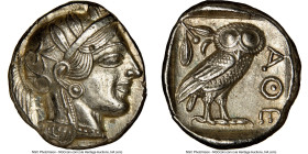 ATTICA. Athens. Ca. 440-404 BC. AR tetradrachm (25mm, 17.20 gm, 1h). NGC Choice AU 5/5 - 4/5. Mid-mass coinage issue. Head of Athena right, wearing ea...
