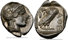 ATTICA. Athens. Ca. 440-404 BC. AR tetradrachm (27mm, 17.16 gm, 7h). NGC Choice AU 4/5 - 5/5. Mid-mass coinage issue. Head of Athena right, wearing ea...
