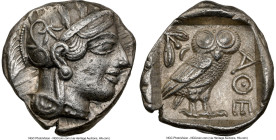 ATTICA. Athens. Ca. 440-404 BC. AR tetradrachm (26mm, 17.19 gm, 10h). NGC AU 5/5 - 3/5. Mid-mass coinage issue. Head of Athena right, wearing earring,...