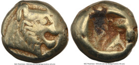 LYDIAN KINGDOM. Alyattes or Walwet (ca. 610-546 BC). EL 1/12 stater or hemihecte (8mm, 1.17 gm). NGC Choice VF 3/5 - 3/5, countermarks. Lydo-Milesian ...