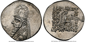 PARTHIAN KINGDOM. Mithradates II (ca. 121-91 BC). AR drachm (19mm, 4.24 gm, 12h). NGC Choice MS 5/5 - 4/5. Rhagae, ca. 96/5-93/2 BC. Diademed, draped ...