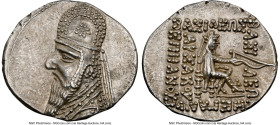 PARTHIAN KINGDOM. Mithradates II (ca. 121-91 BC). AR drachm (20mm, 4.18 gm, 12h). NGC Choice AU 5/5 - 4/5. Rhagae, ca. 96/5-93/2 BC. Diademed, draped ...