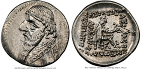 PARTHIAN KINGDOM. Mithradates II (ca. 121-91 BC). AR drachm (20mm, 12h). NGC Choice AU. Rhagae or Ecbatana, ca. 109-96/5 BC. Diademed, draped bust of ...