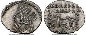 PARTHIAN KINGDOM. Pacorus I (ca. AD 78-120). AR drachm (21mm, 3.20 gm, 12h). NGC MS 5/5 - 4/5. Ecbatana. Draped bust of Pacorus left with long pointed...