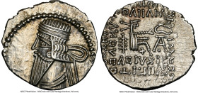 PARTHIAN KINGDOM. Pacorus I (ca. AD 78-120). AR drachm (21mm, 3.74 gm, 12h). NGC Choice AU 5/5 - 3/5. Ecbatana. Bust of Pacorus left with long pointed...