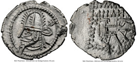 PARTHIAN KINGDOM. Artabanus VI (ca. AD 212-224/7). AR drachm (21mm, 3.00 gm, 12h). NGC MS 4/5 - 3/5. Ecbatana mint. Bust of Artabanus VI left, with fo...
