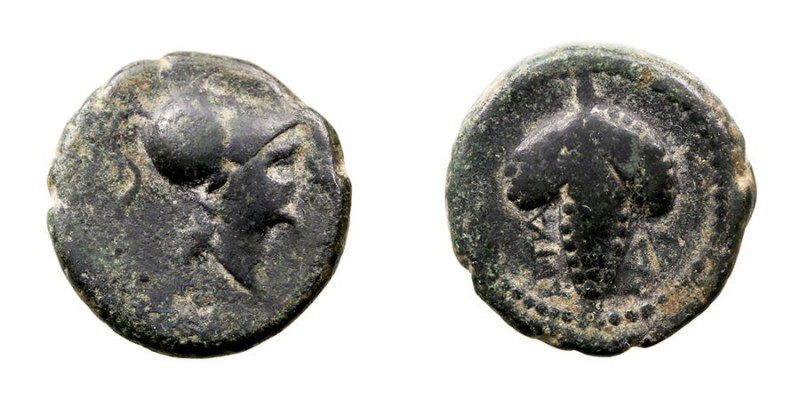 MONEDAS ANTIGUAS APULIA AE-15. Arpi. (215-212 a.C.) A/Cabeza de Atenea con casco...