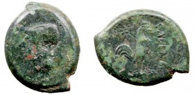 MONEDAS ANTIGUAS CAMPANIA AE-23. Cales. (265-240 a.C.) A/Cabeza de Minerva a izq. R/Gallo a der., detrás estrella y delante CALENO. 7,54 g. HN. ITALIA...