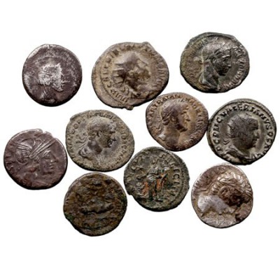 IMPERIO ROMANO LOTES DE CONJUNTO Lote de 10 monedas. AR/AE. Denario (8) y Antoni...