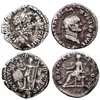 IMPERIO ROMANO LOTES DE CONJUNTO Lote de 2 monedas. Denario. AR. Vespasiano y Ma...