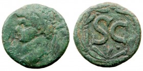 IMPERIO ROMANO DOMICIANO As. AE. Siria, Seleucia. A/Cabeza laureada a izq. R/S.C. dentro de láurea. 11,19 g. RPC. 2023. BC/MBC-. Pátina verde