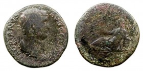 IMPERIO ROMANO ADRIANO Sestercio. AE. R/(ALEXANDRIA), S.C. RIC.843. Rara. BC/RC-. Pátina verde