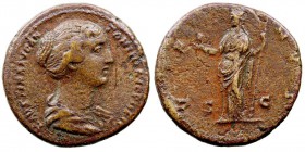 IMPERIO ROMANO FAUSTINA, ESPOSA DE M. AURELIO As. AE. R/VENVS, S.C. Venus estante a la izq. 13,19 g. RIC.1410. MBC-/BC+. Pátina marrón