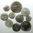 MONEDAS DE LA HISPANIA ANTIGUA LOTES DE CONJUNTO Lote de 10 monedas. AE. Castulo, Patricia, Ilipense, Laelia, Malaca, Oset,… BC+ a RC