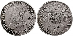 MONARQUÍA ESPAÑOLA FELIPE II Daalder. AR. Amberes. 1573. 34,04 g. Delmonte 17. BC+