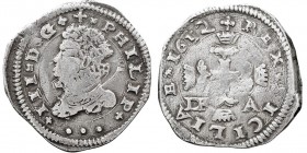 MONARQUÍA ESPAÑOLA FELIPE III 3 Tari. AR. Sicilia. 1612 DF A. 7,77 g. Spahr 49. Escasa. MBC