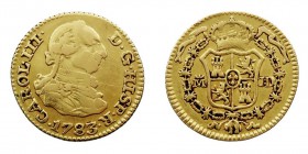 MONARQUÍA ESPAÑOLA CARLOS III 1/2 Escudo. AV. Madrid JD. 1783. 1,61 g. Cal.774. MBC