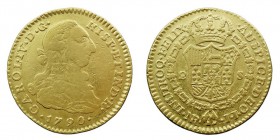 MONARQUÍA ESPAÑOLA CARLOS IV 2 Escudos. AV. Nuevo Reino JJ. 1790. 6,69 g. Cal.408. MBC-
