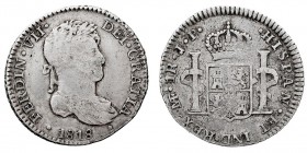 MONARQUÍA ESPAÑOLA FERNANDO VII Real. AR. Lima JP. 1818. 3,34 g. Cal.1137. MBC-