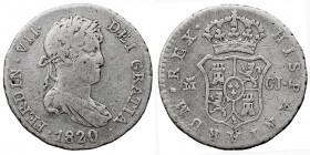 MONARQUÍA ESPAÑOLA FERNANDO VII 1/2 Real. AR. Madrid GJ. 1820. 1,46 g. Cal.1320. Rayita en anv., si no MBC-