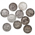 CENTENARIO DE LA Peseta LOTES DE CONJUNTO 50 Céntimos. AR. Lote de 10 monedas. 1869 (oxidación en rev.), 1885 (3), 1889, 1892 (2), 1894 y 1904 (2) Cas...