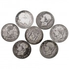 CENTENARIO DE LA Peseta ALFONSO XII 2 Pesetas. AR. Lote de 7 monedas. 1879, 1881 y 1882 (5) MBC- a BC-